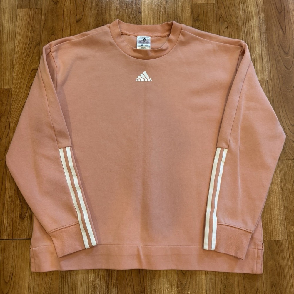 Adidas Women's Peach Crew Neck Long Sleeve Pullover Sweatshirt Women's Medium - Picture 2 of 6